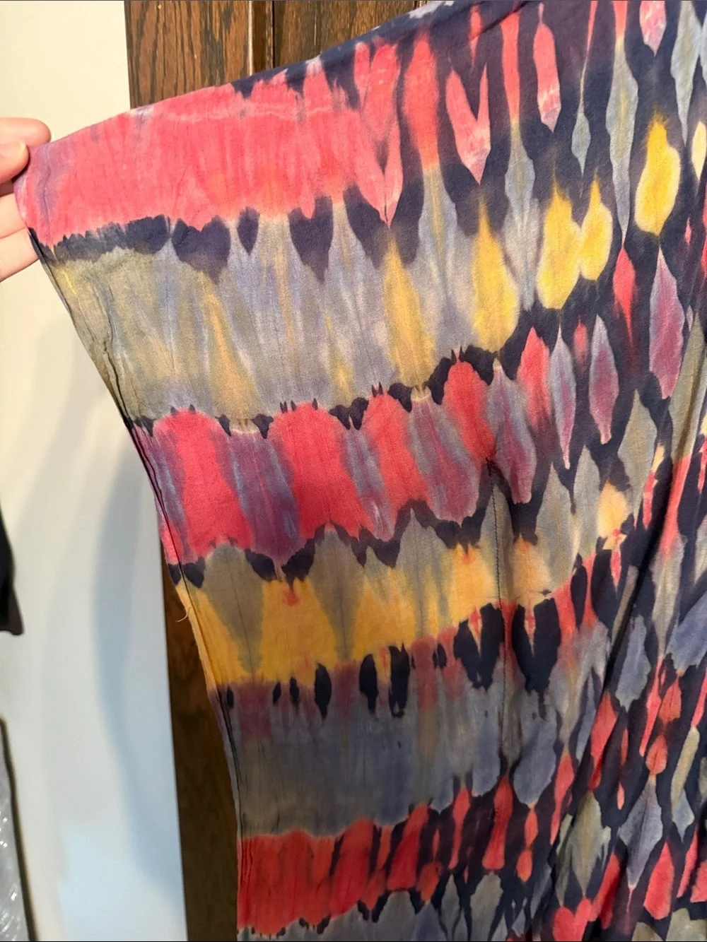 Earthbound Trading Co Womens Tie Dye Hooded Poncho Fringe Purple Pink‎ OSFM